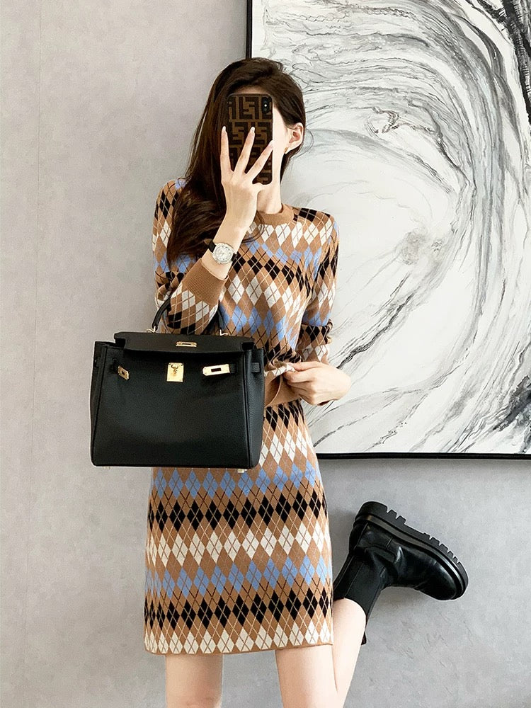 French style knitted two-piece suit for women in autumn and winter new style sweater slim hip wrap skirt fashionable two-piece suit skirt