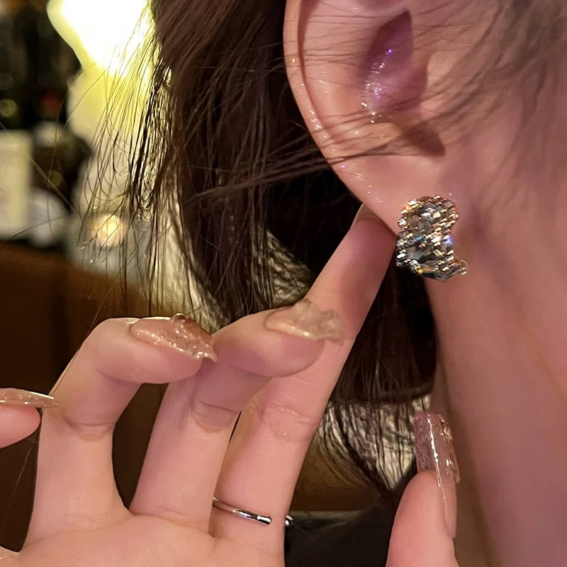 Night Elf! 925 silver needle earrings light luxury high-end earrings for women 2023 new unique earrings C-shaped exquisite