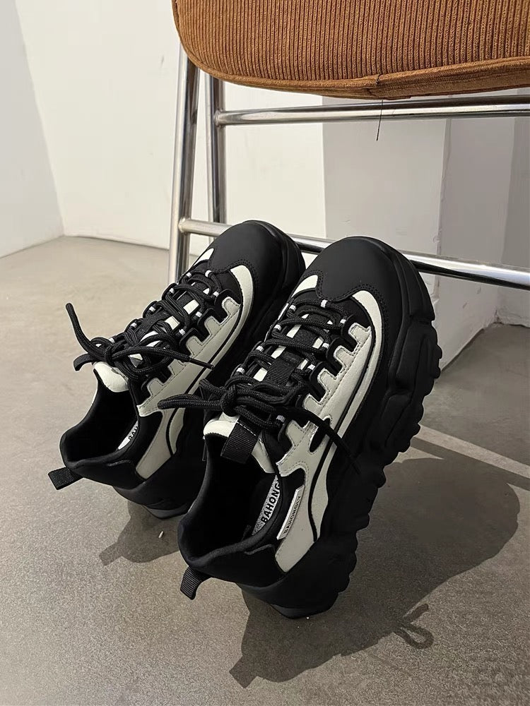 Korean version of soft-soled dad shoes for women 2023 new thick-soled heightening versatile black foot-showing small internet celebrity casual sports shoes