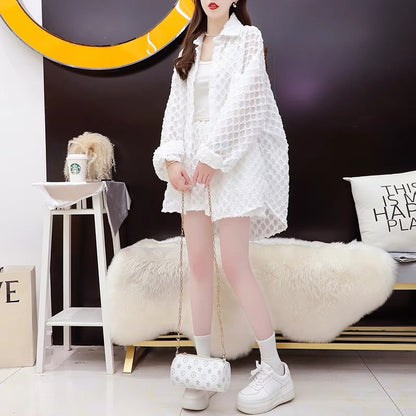 Loose casual shirt two-piece set for women 2023 new summer hot style salty or sweet internet celebrity bombing street professional suit