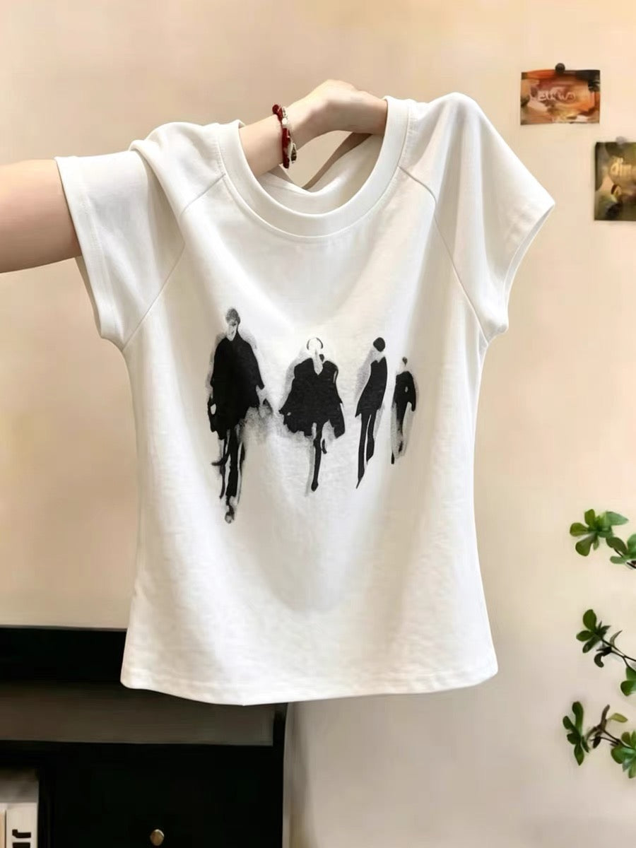Shenzhen Nanyou Brand Women's Clothing ~ New Loose-fitting, Slimming Short-sleeved T-shirt with Graphic Print Design