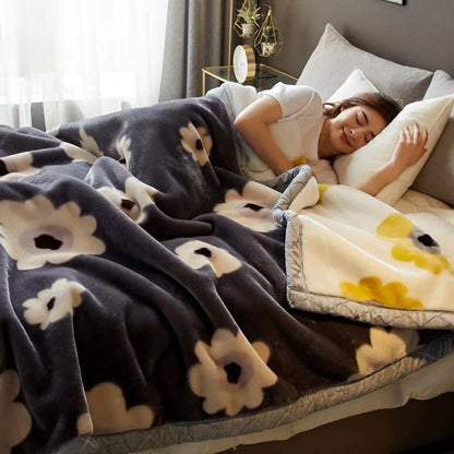 Winter Raschel blanket extra thick plus velvet bed cover blanket quilt wedding coral flannel nap blanket single