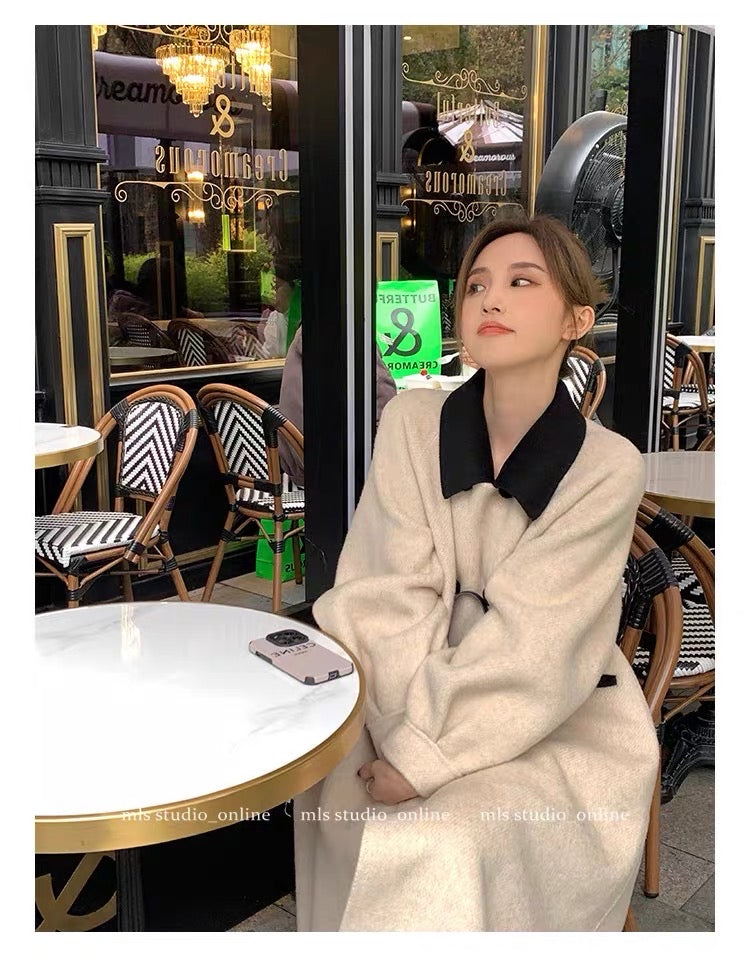 MLS high-end double-sided woolen women's 2023 new winter design niche woolen coat fashion foreign style coat