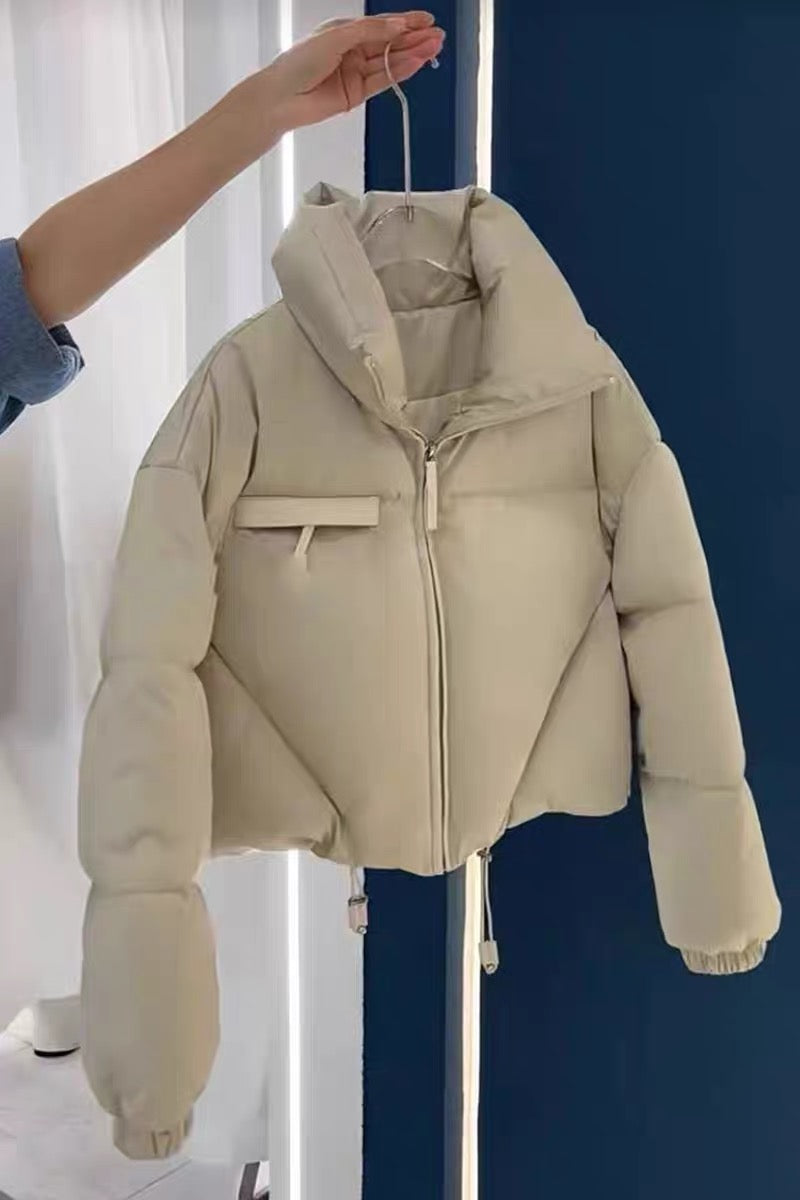 Down cotton-padded winter jacket for small women with light mature style 2022 short high-necked bread coat with stylish design