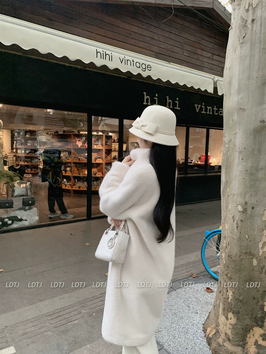 LDTJ high-end fur winter new lady noble temperament loose casual lazy style imitation mink environmentally friendly coat jacket for women
