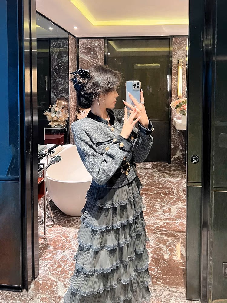 BETTER LS 2023 new autumn and winter new ladylike temperament small fragrance suit women's short coat skirt two-piece set (S0889)