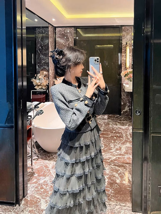 BETTER LS 2023 new autumn and winter new ladylike temperament small fragrance suit women's short coat skirt two-piece set (S0889)