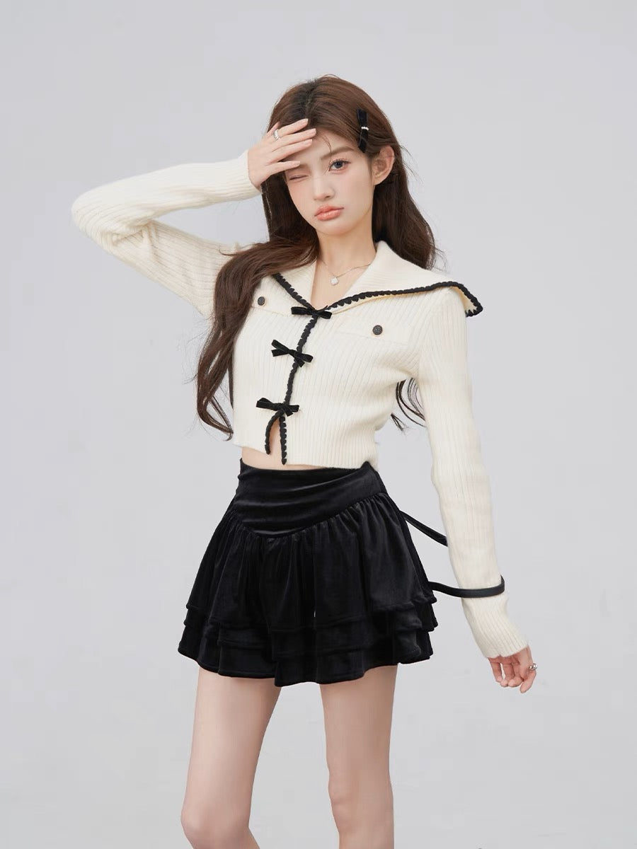 Mrs. Hualing's autumn tops for women's outerwear new style knitted pink bow decorated crew neck sweater for women V2220