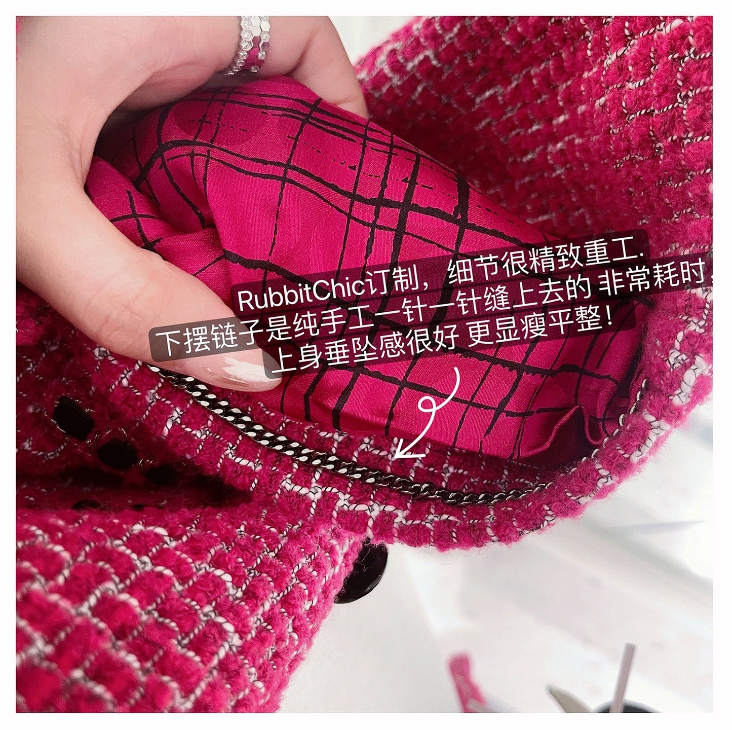 RUBBIT autumn and winter new products private server boutique heavy industry small fragrant wind twist jacket trendy color fashionable mid-length women