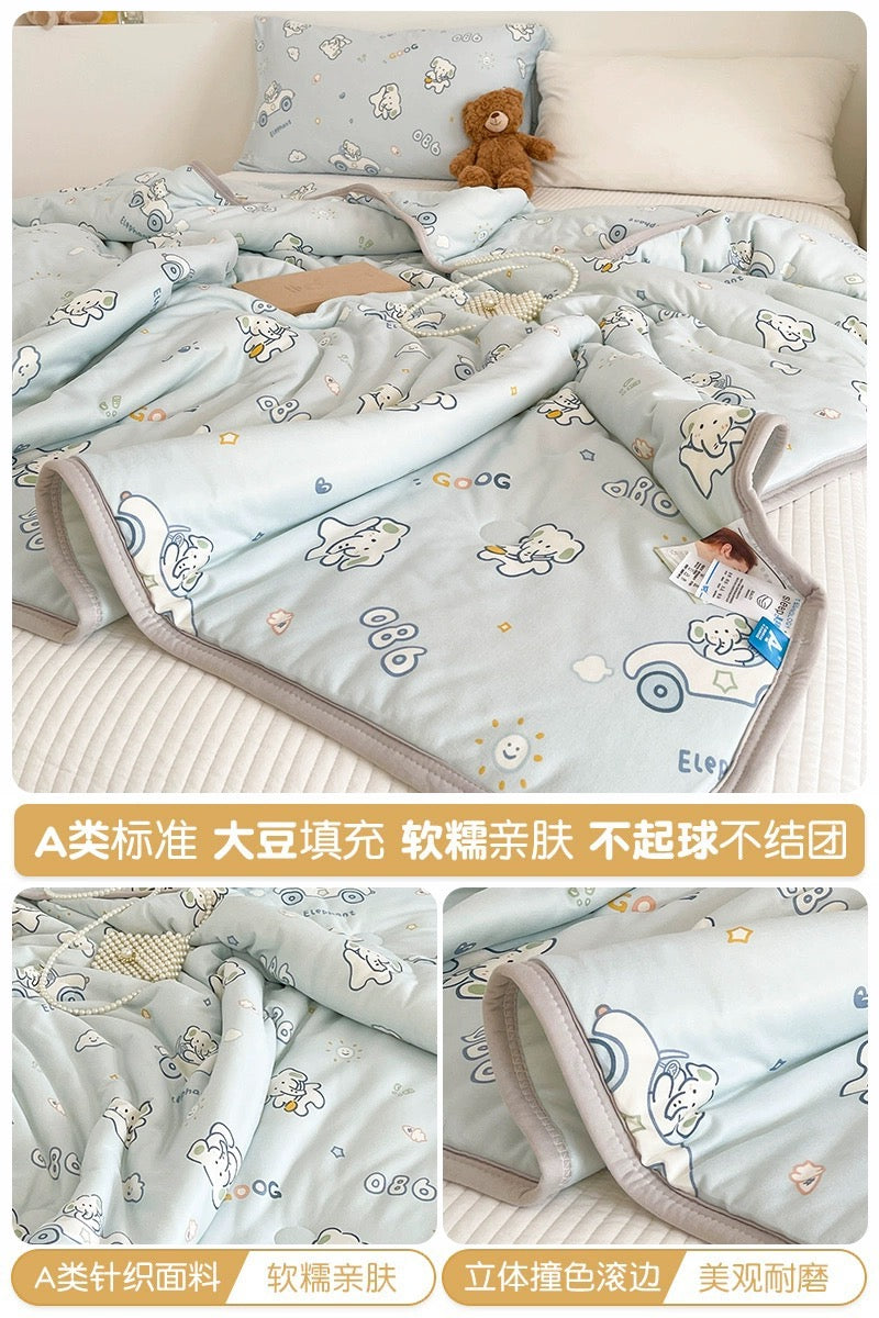 Class A soybean fiber knitted cotton summer cool quilt machine washable summer children's thin quilt spring and autumn summer air conditioning quilt