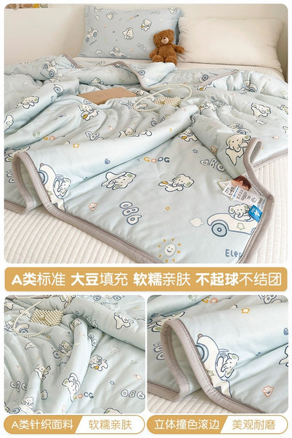 Class A soybean fiber knitted cotton summer cool quilt machine washable summer children's thin quilt spring and autumn summer air conditioning quilt