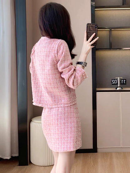 Autumn Celebrity Small Fragrance Style Suit Women's Autumn Clothes 2023 New Style High-end Goddess Style Fashion Two-piece Skirt