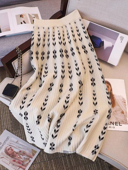 Skirts with sweaters and coats, autumn and winter knitted skirts, women's long skirts, mid-length winter skirts, large hem A-line skirts