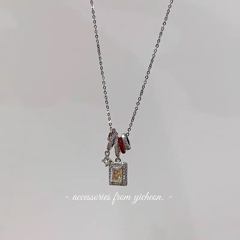YIcheon Southeast Asia pure desire ins wind Korean necklace female multi-ring design pendant metal clavicle chain C45