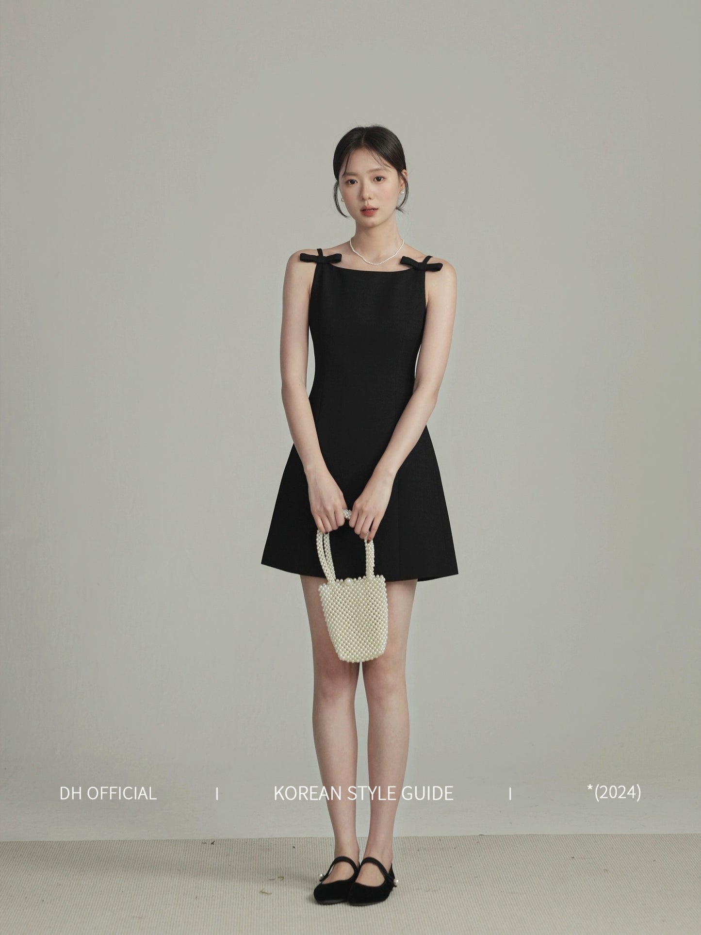 DH OFFICIAL Big Flower [Miss] Design Butterfly Suspender Little Black Dress Female Korean Lady Temperament Dress