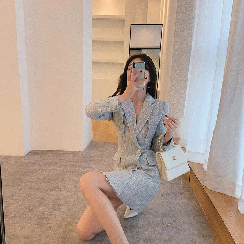 2023 Winter New French Suit Annual Party Small Evening Dress Dress for Women Autumn and Winter Socialite Xiaoxiangfeng Early Spring