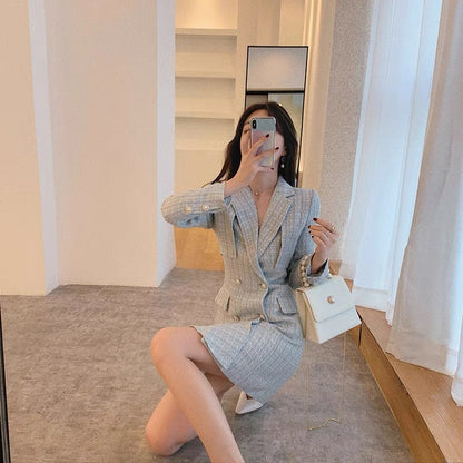 2023 Winter New French Suit Annual Party Small Evening Dress Dress for Women Autumn and Winter Socialite Xiaoxiangfeng Early Spring
