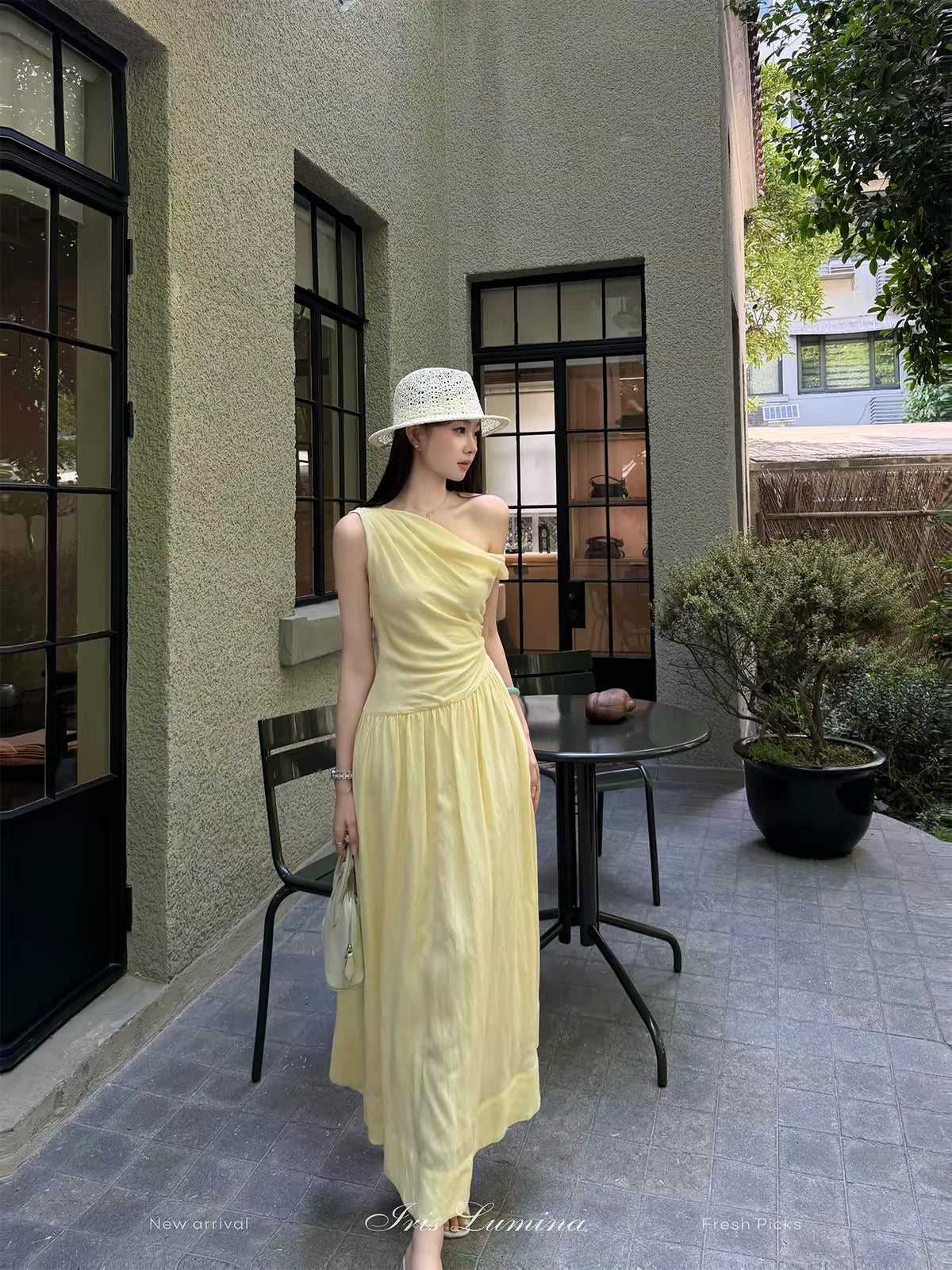 Iris Lumina — Milan Buyer Selection: Elegant One-Shoulder Tencel-Linen Maxi Dress (Summer Style)