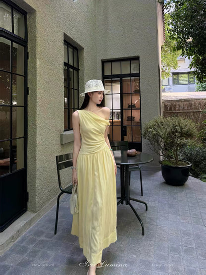 Iris Lumina — Milan Buyer Selection: Elegant One-Shoulder Tencel-Linen Maxi Dress (Summer Style)