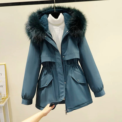 Parker women's cotton-padded jacket 23 winter new style plus velvet thickened cotton-padded jacket Korean style small short down-padded jacket