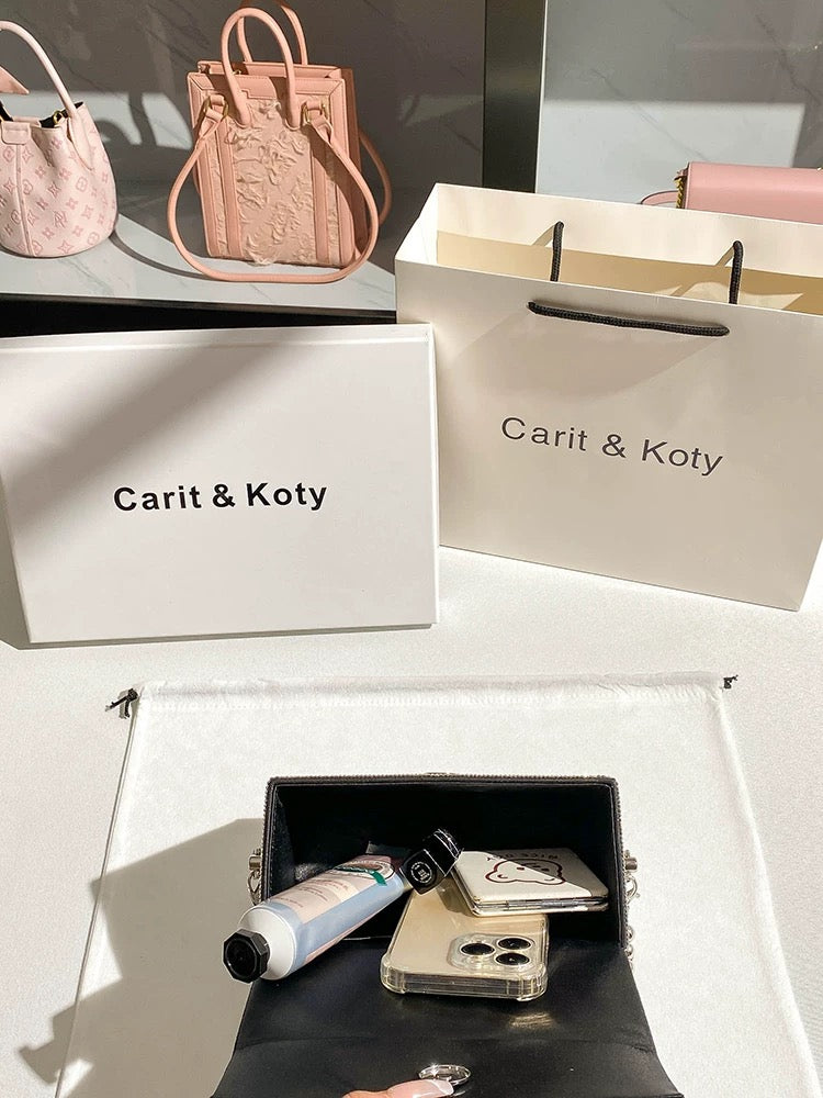 Carit Koty French rhinestone flower evening bag women's 2023 new high-end pearl chain box bag