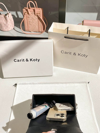 Carit Koty French rhinestone flower evening bag women's 2023 new high-end pearl chain box bag