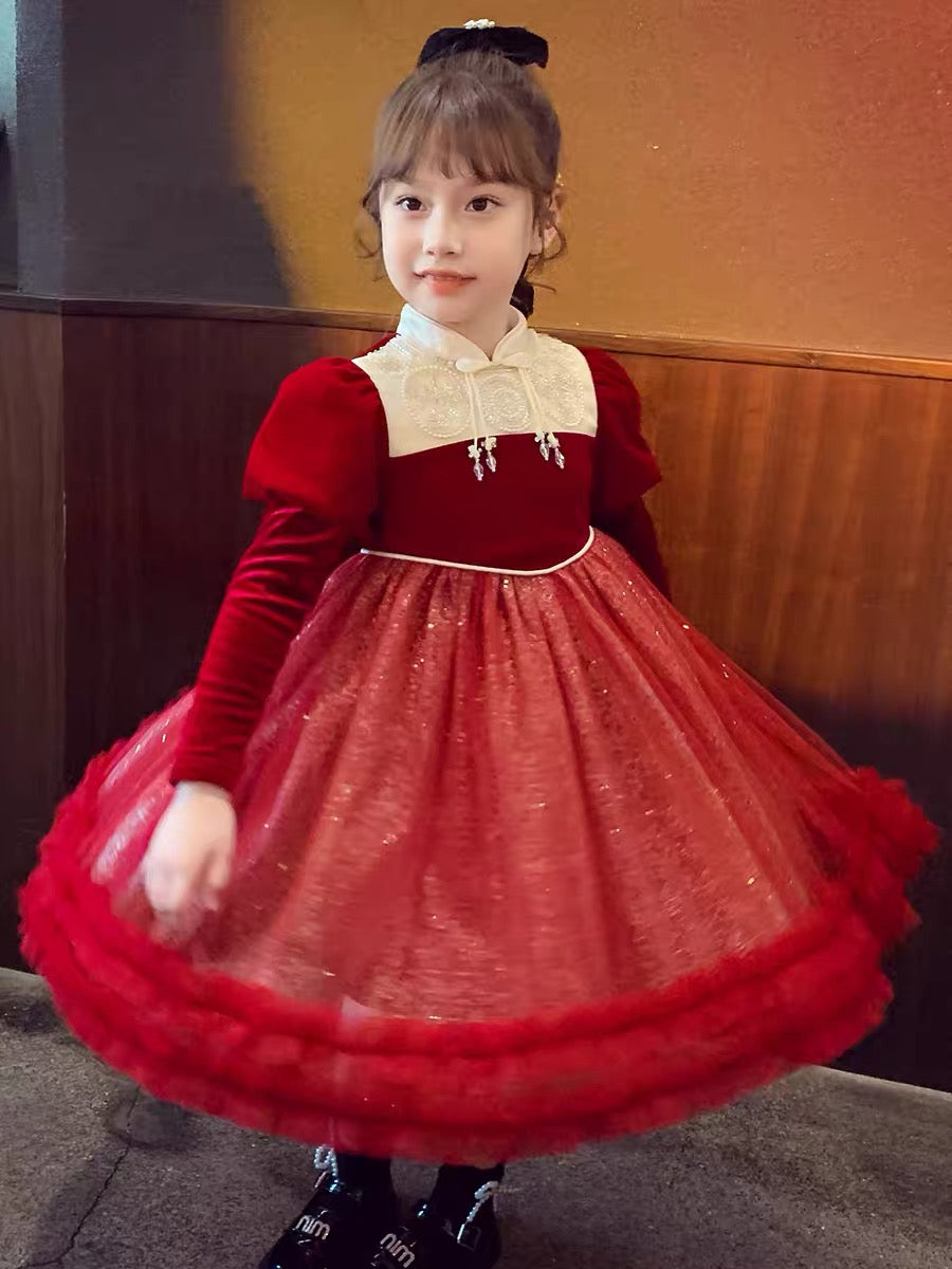 Girls Princess Dress Winter Clothes 2023 New Girls Chinese Style Velve –  Lee Nhi Boutique