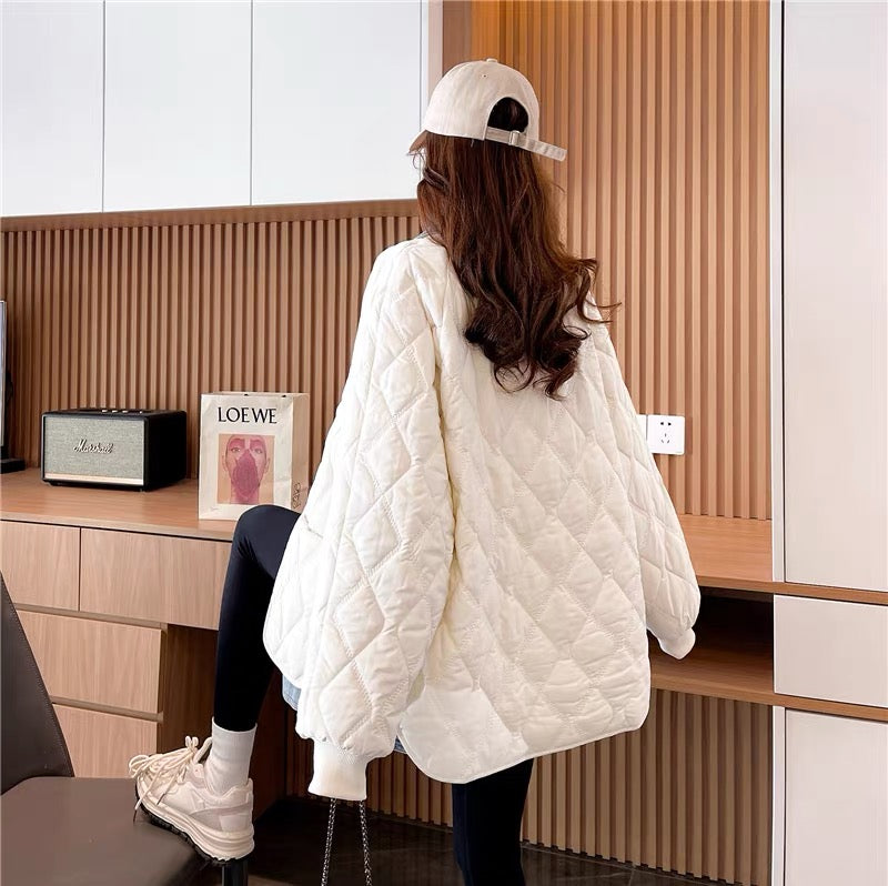 Spliced denim fake two-piece cotton jacket for women autumn new 2023 Korean style loose design top cardigan (S0619)