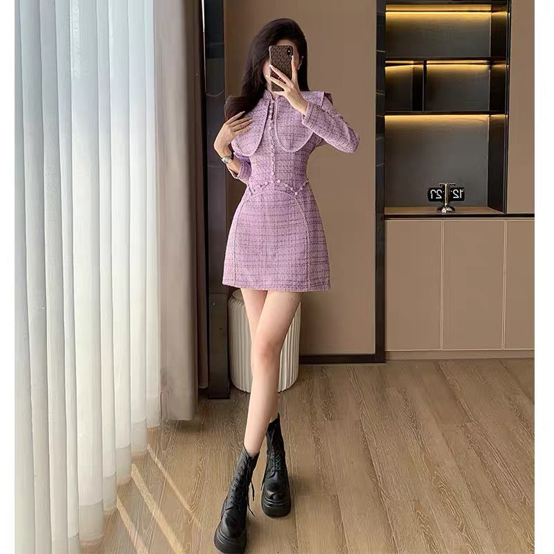 Autumn 2023 new style French style banquet dress, temperament, long-sleeved, niche and beautiful skirt for small women