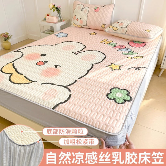 Ice silk latex cool mat three-piece set bed sheet summer bedspread single piece children baby air conditioning mat cool pad washable