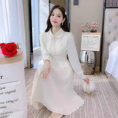 Skirt for women autumn 2023 new style chic gentle style foreign style shirt chiffon dress niche design sense (D4442)