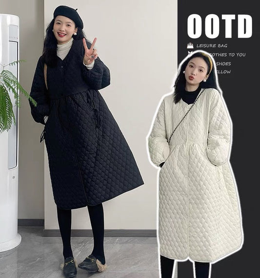 Maternity wear autumn and winter 2023 new suit cotton coat loose belly-covering cotton jacket casual winter two-piece set (D7774)