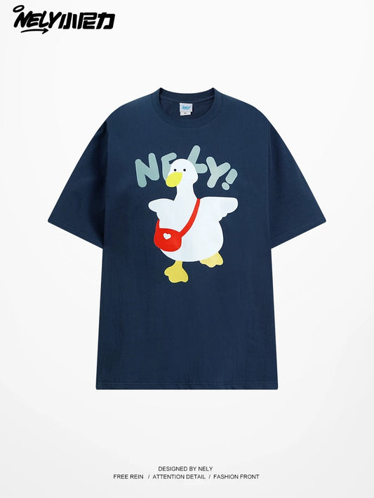 American cartoon cat print round neck short sleeve men and women summer 2025 couple pure cotton t-shirt half sleeve bottoming shirt trend