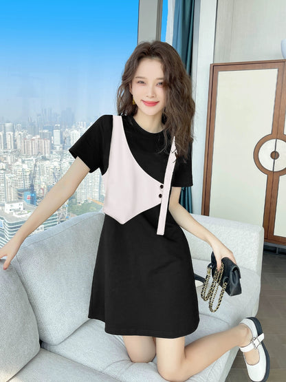 Black dress 2024 new style women's summer design niche summer women's casual skirt small summer style