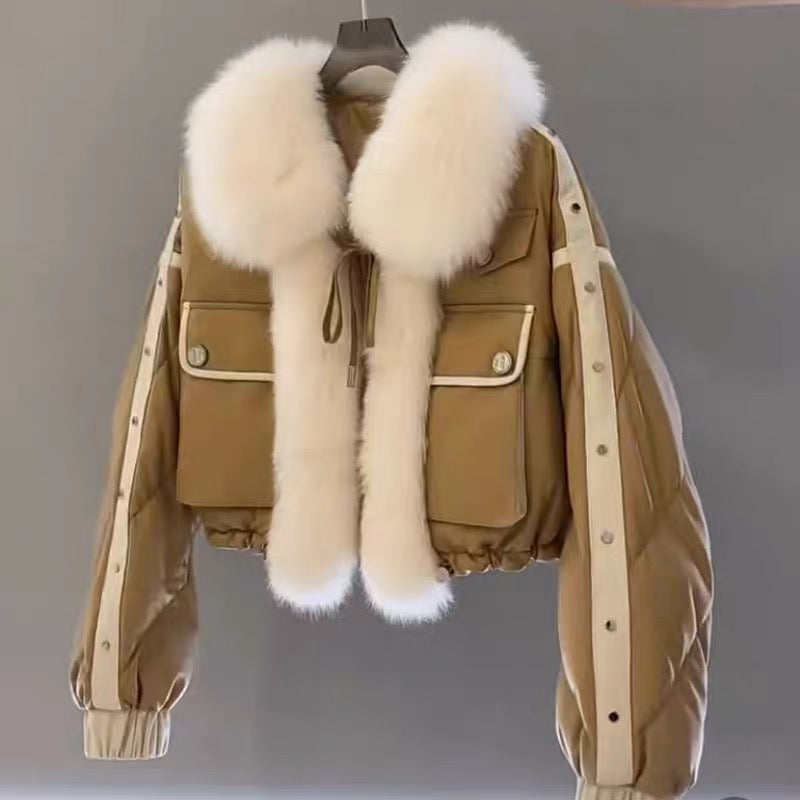 Parker Down Jacket Women's Short 2022 New Korean Version Niche Design White Duck Down Fashionable Western Jacket Winter