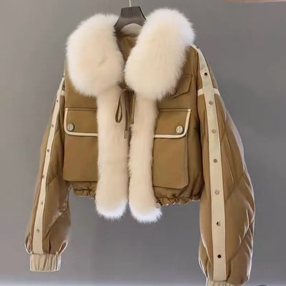 Parker Down Jacket Women's Short 2022 New Korean Version Niche Design White Duck Down Fashionable Western Jacket Winter