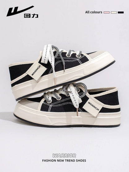 Pull back two-wear canvas shoes for women 2024 spring new one-legged lazy slippers sneakers casual white women's shoes
