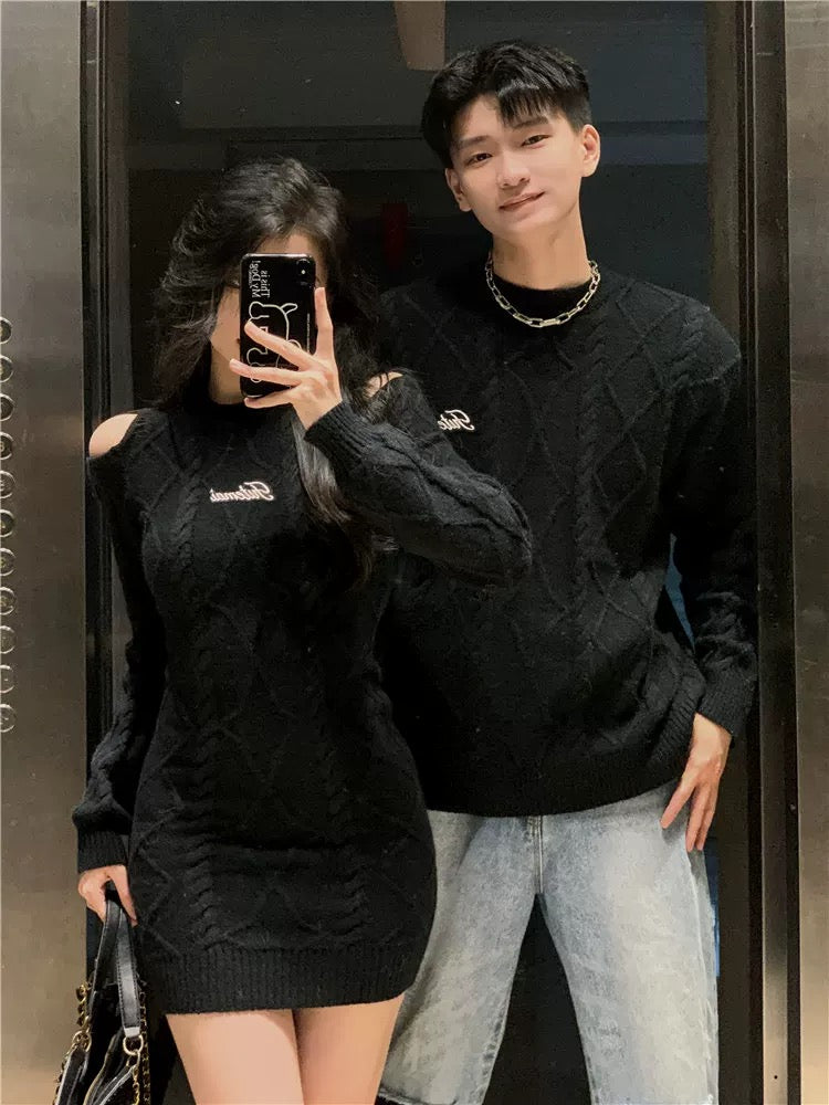 Couple clothing autumn and winter 2023 new ins super hot sweater dress for one man and one woman Korean style French sweater trend
