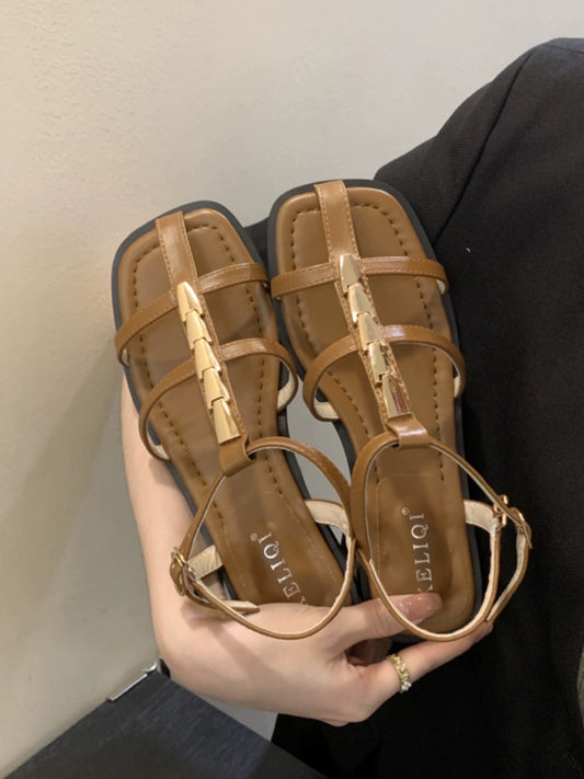 [GAseven Xiaoqijia] Design sense niche thick-heeled sandals women's summer Korean version with skirt fairy Roman shoes