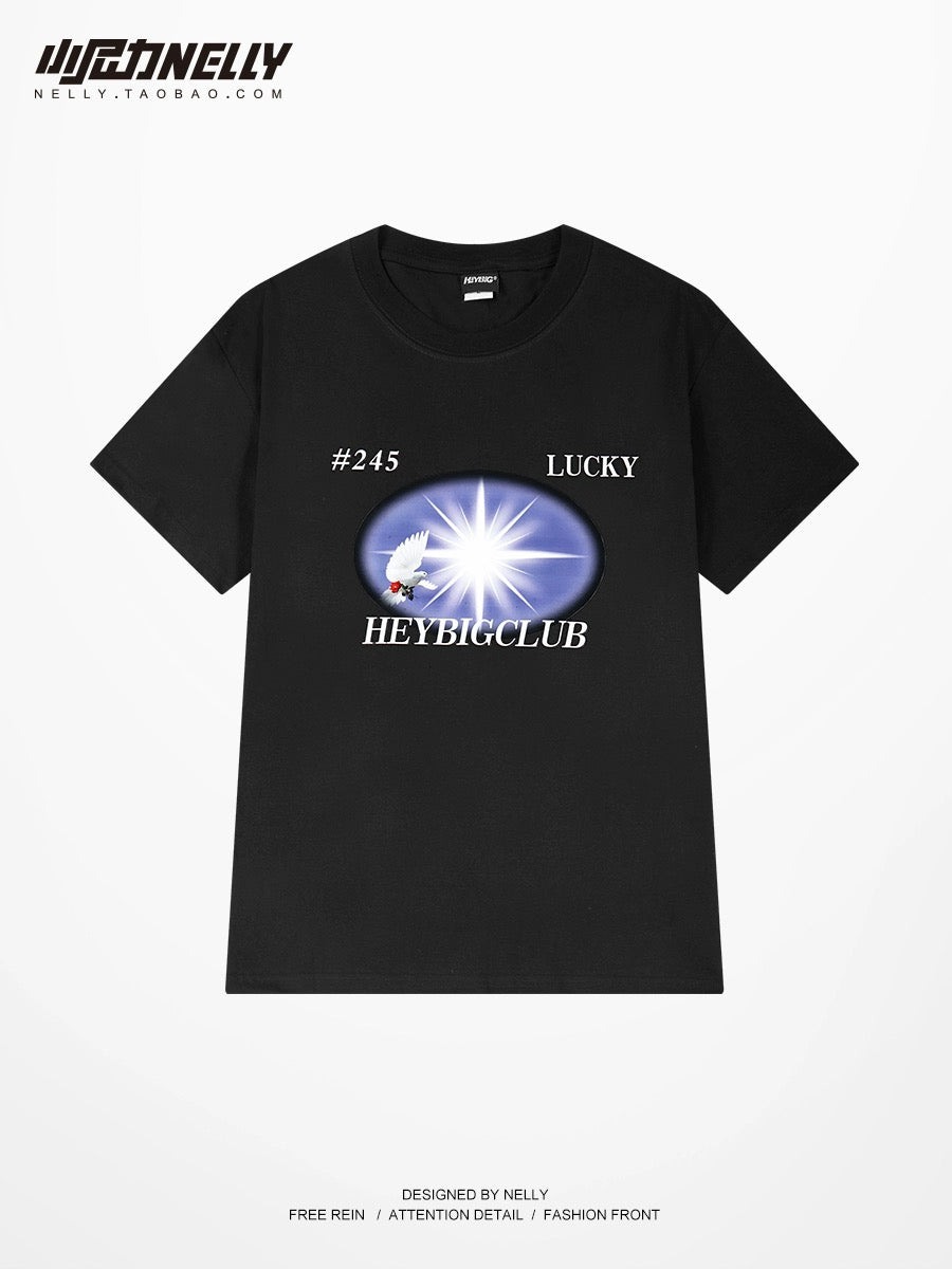 Creative printed cotton heavyweight short-sleeved T-shirts for men and women in summer 2024 new American high street half-sleeved ins trendy tops