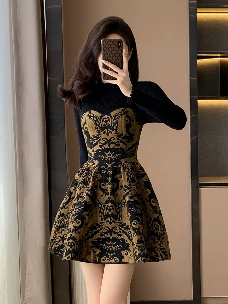 Xiaoxiangfeng dress women's autumn and winter 2023 new French retro waist slimming high-end ladylike skirt