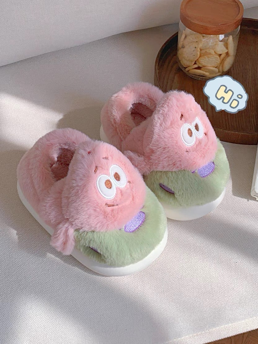 Thin strips of cute cartoon cotton slippers for girls in winter, indoor home warm bags and confinement shoes for female students