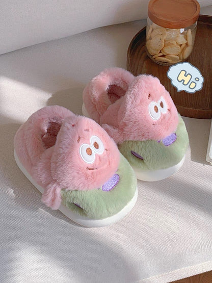 Thin strips of cute cartoon cotton slippers for girls in winter, indoor home warm bags and confinement shoes for female students