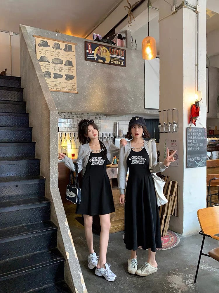 Ms. Zhang's plus size women's clothing slim design simple waist mid-length dress long-sleeved bestie sweatshirt autumn (D309)