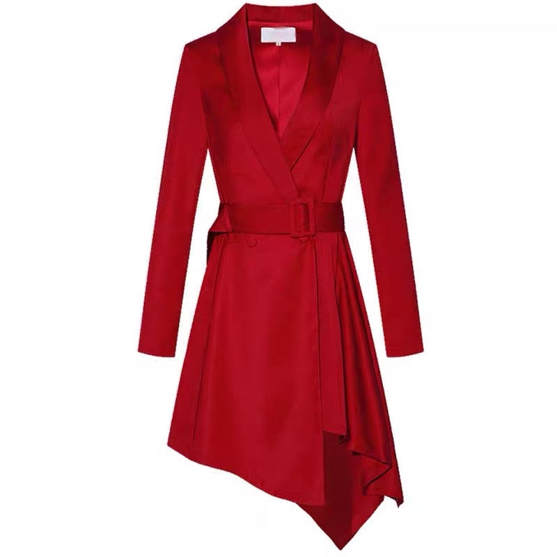 Red suit female mature style chic celebrity irregular small dress annu –  Lee Nhi Boutique