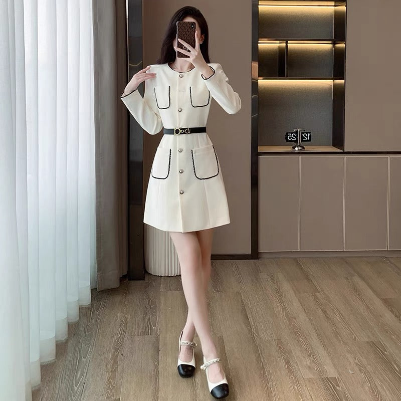 Autumn clothing for women 2023 new women's clothing high-end French dress for small people in autumn and winter with long-sleeved skirt