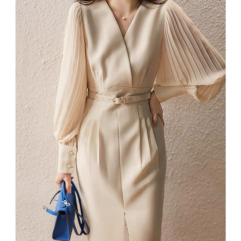 European spring new style fashionable elegant lady style fairy skirt versatile bottoming slimming waist dress
