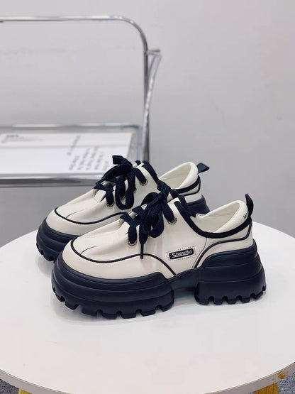 Shougu design genuine leather bread shoes for women 2023 summer new thick-soled thick-heeled single shoes popular height-increasing dad shoes