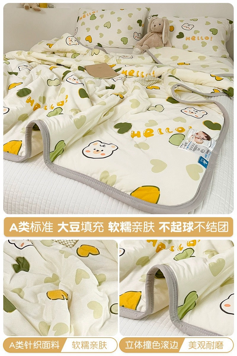 Class A soybean fiber knitted cotton summer cool quilt machine washable summer children's thin quilt spring and autumn summer air conditioning quilt