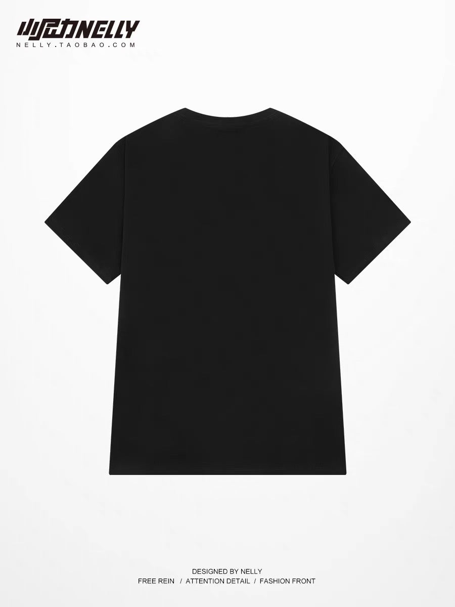 Ins printed short-sleeved t-shirt women and men summer new American retro cotton European and American high street tide brand all-match top bf